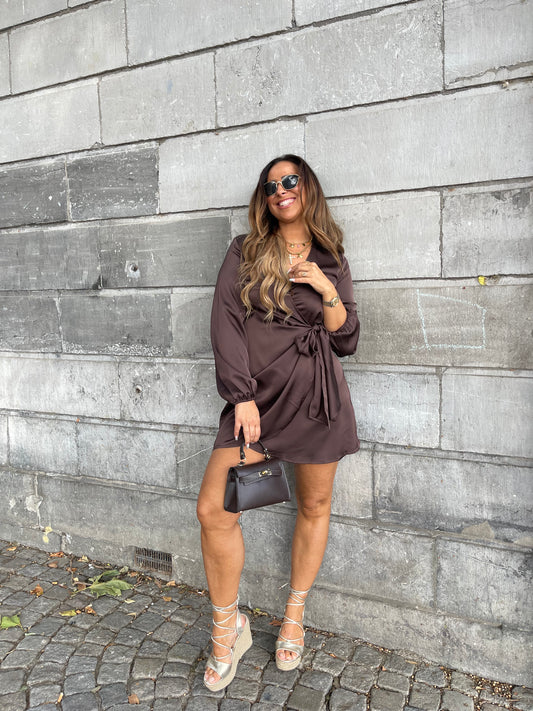 Satin Love Dress Brown