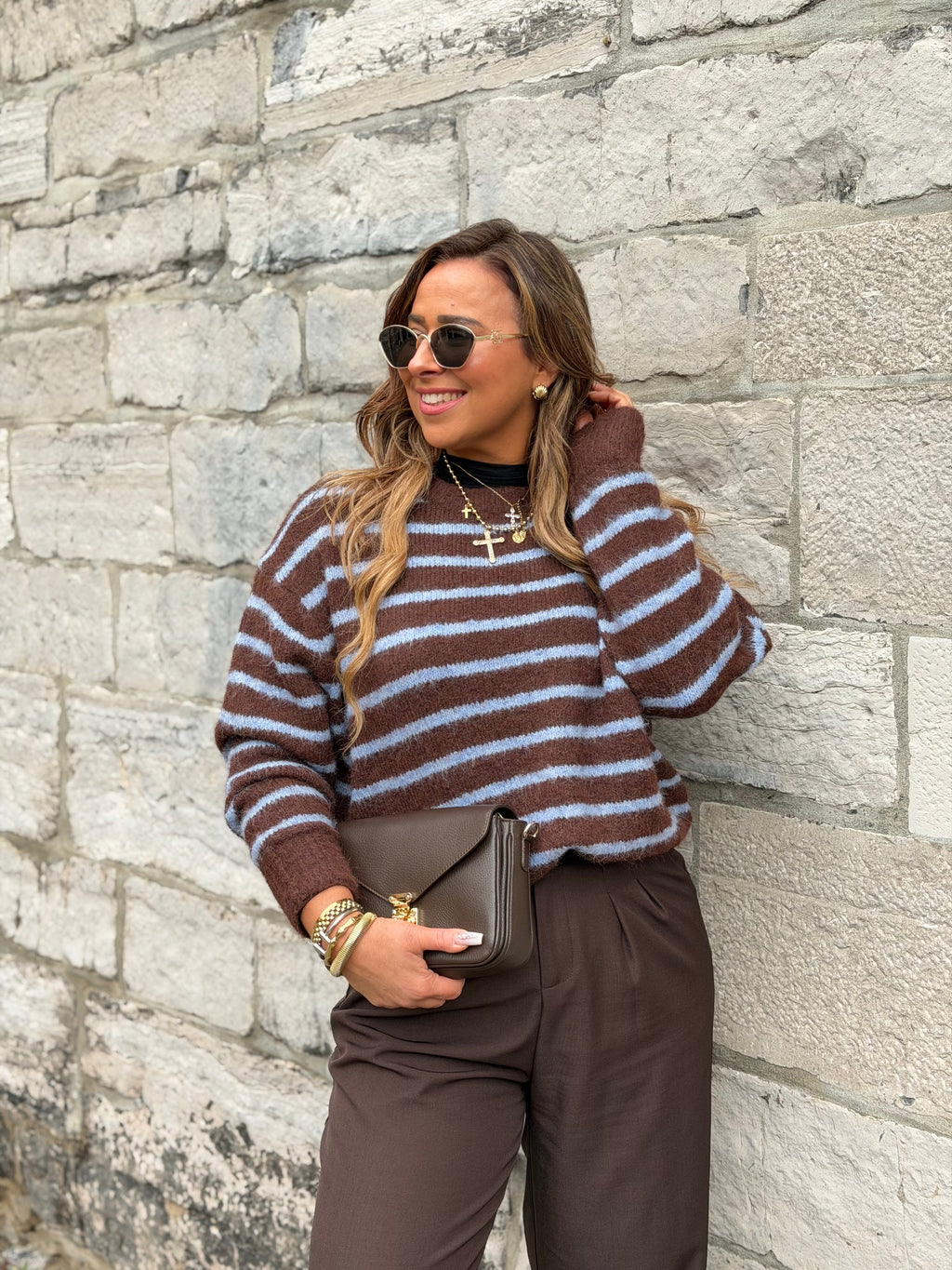 Brown Blue Stripe Sweat - MyBajka