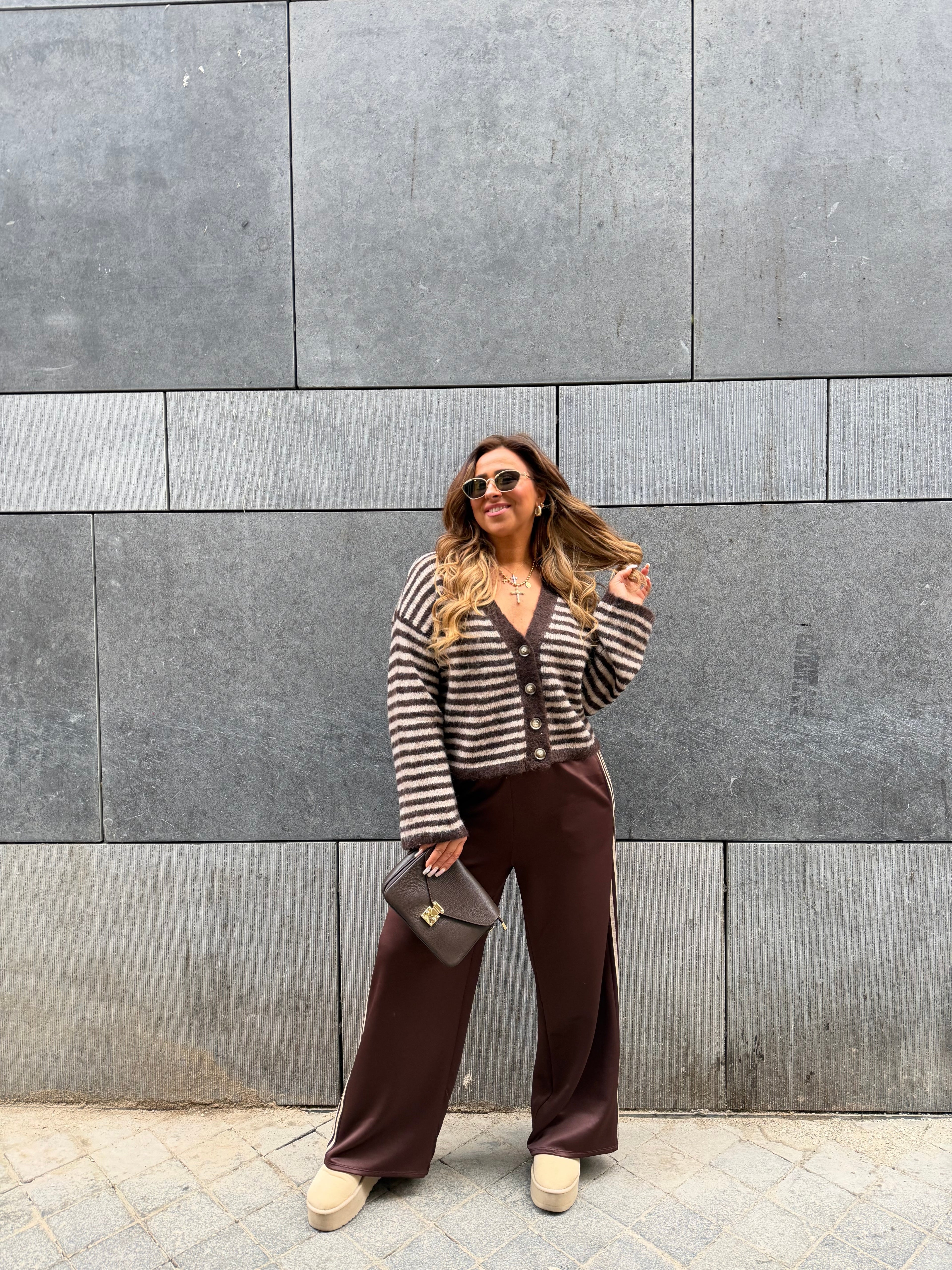 Brown Striped Cardigan - MyBajka