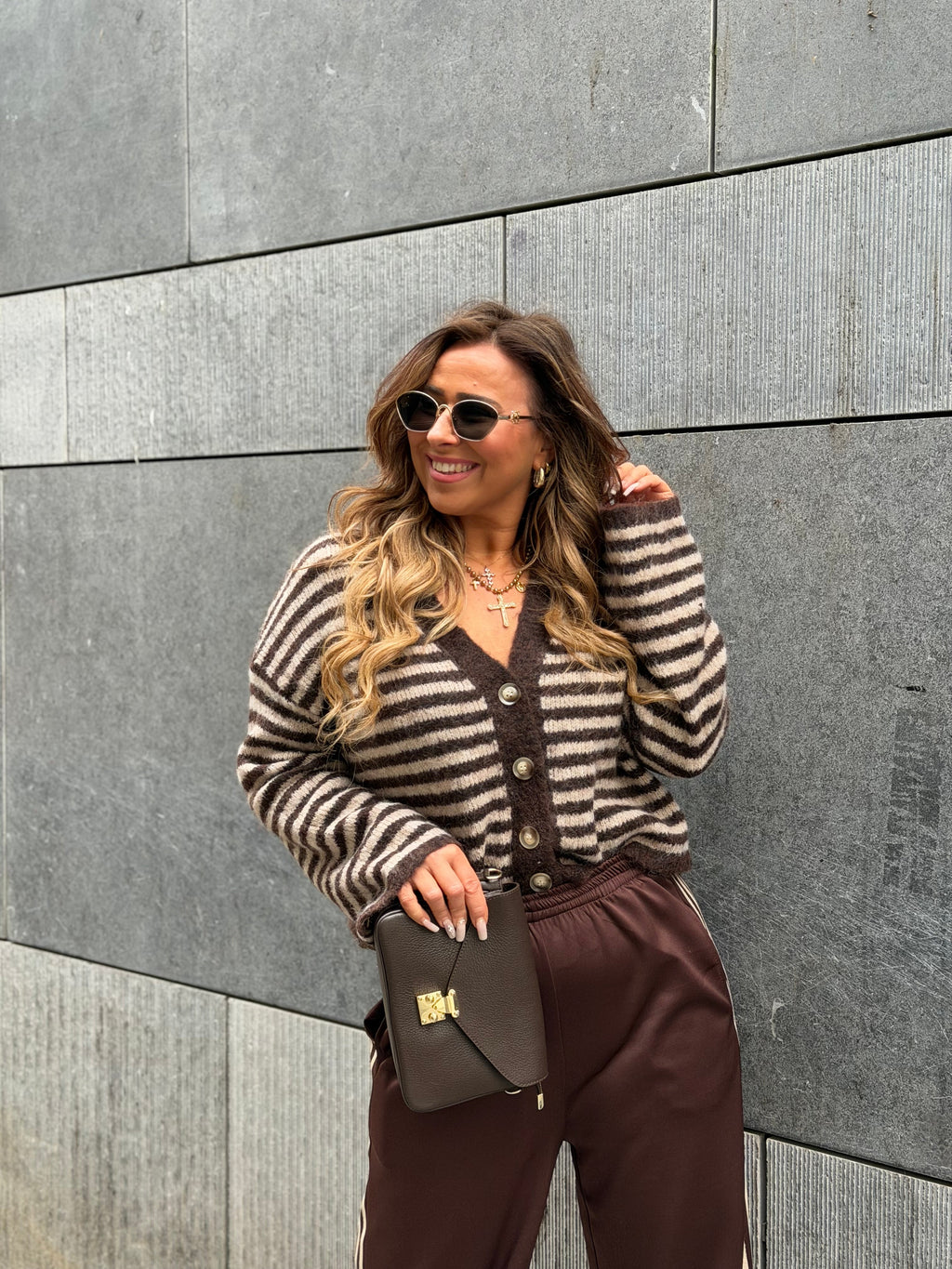 Brown Striped Cardigan - MyBajka