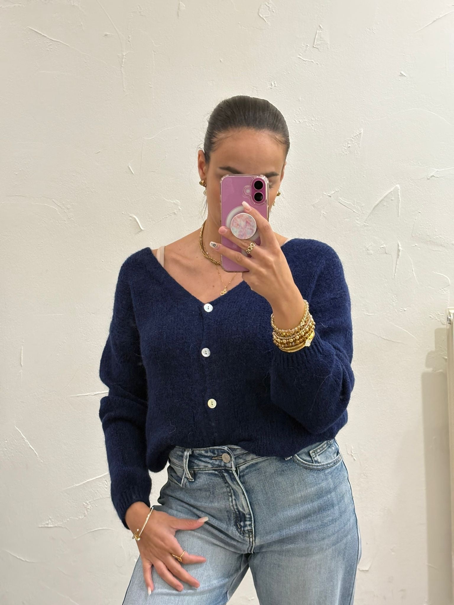 Love The Vibes Cardigan Dark Blue - MyBajka