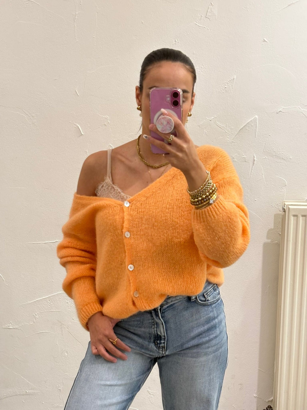 Love The Vibes Cardigan New Orange - MyBajka