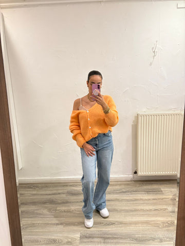 Love The Vibes Cardigan New Orange - MyBajka