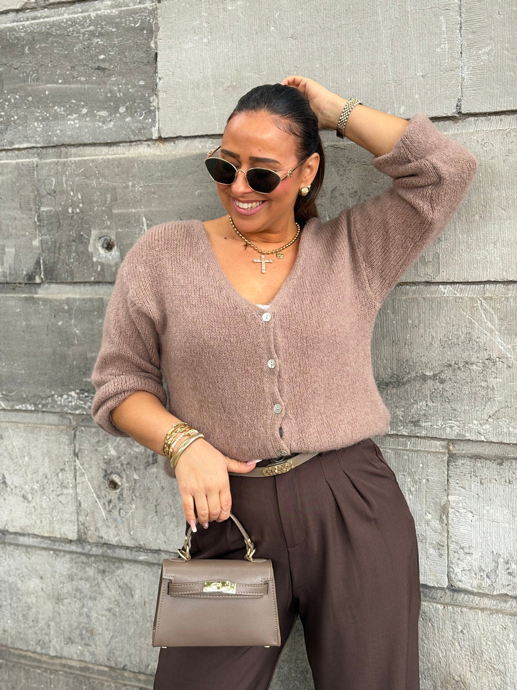 Love The Vibes Cardigan Taupe - MyBajka