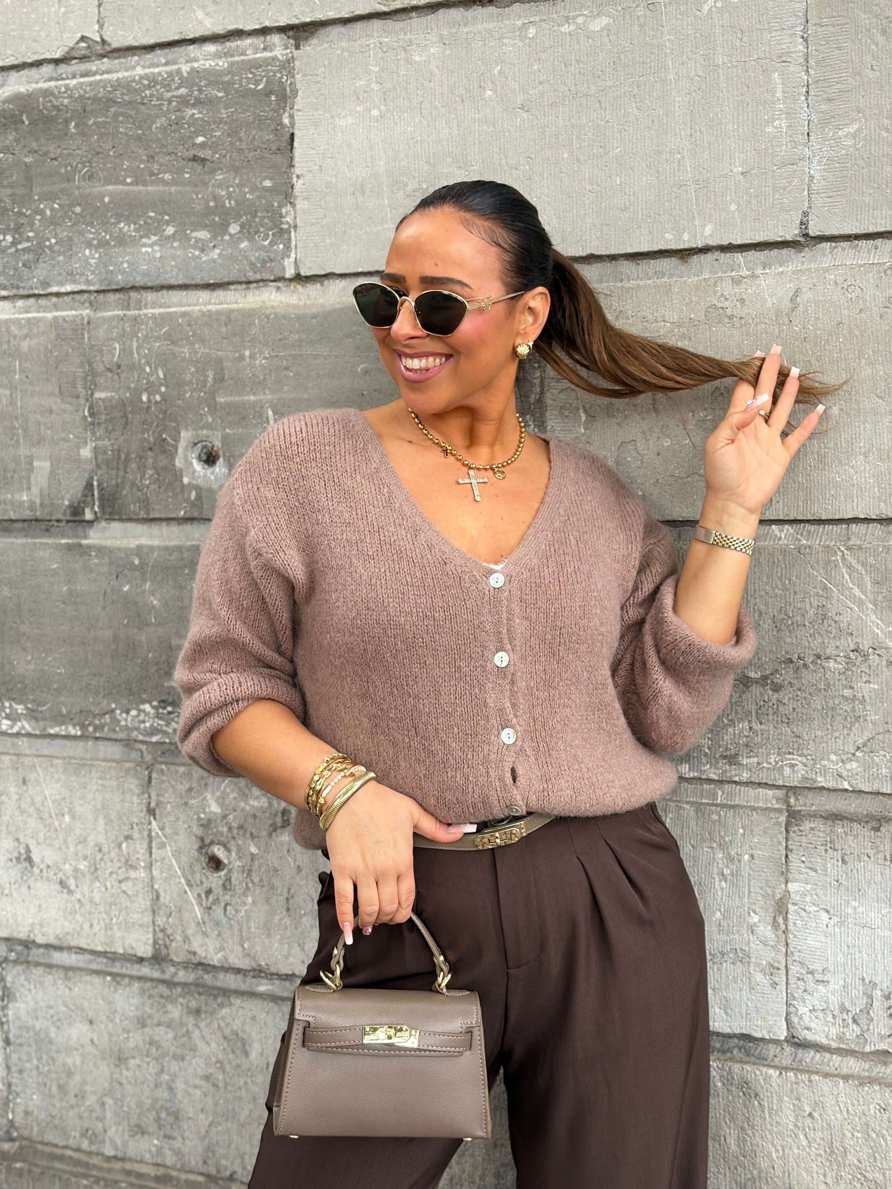 Love The Vibes Cardigan Taupe - MyBajka