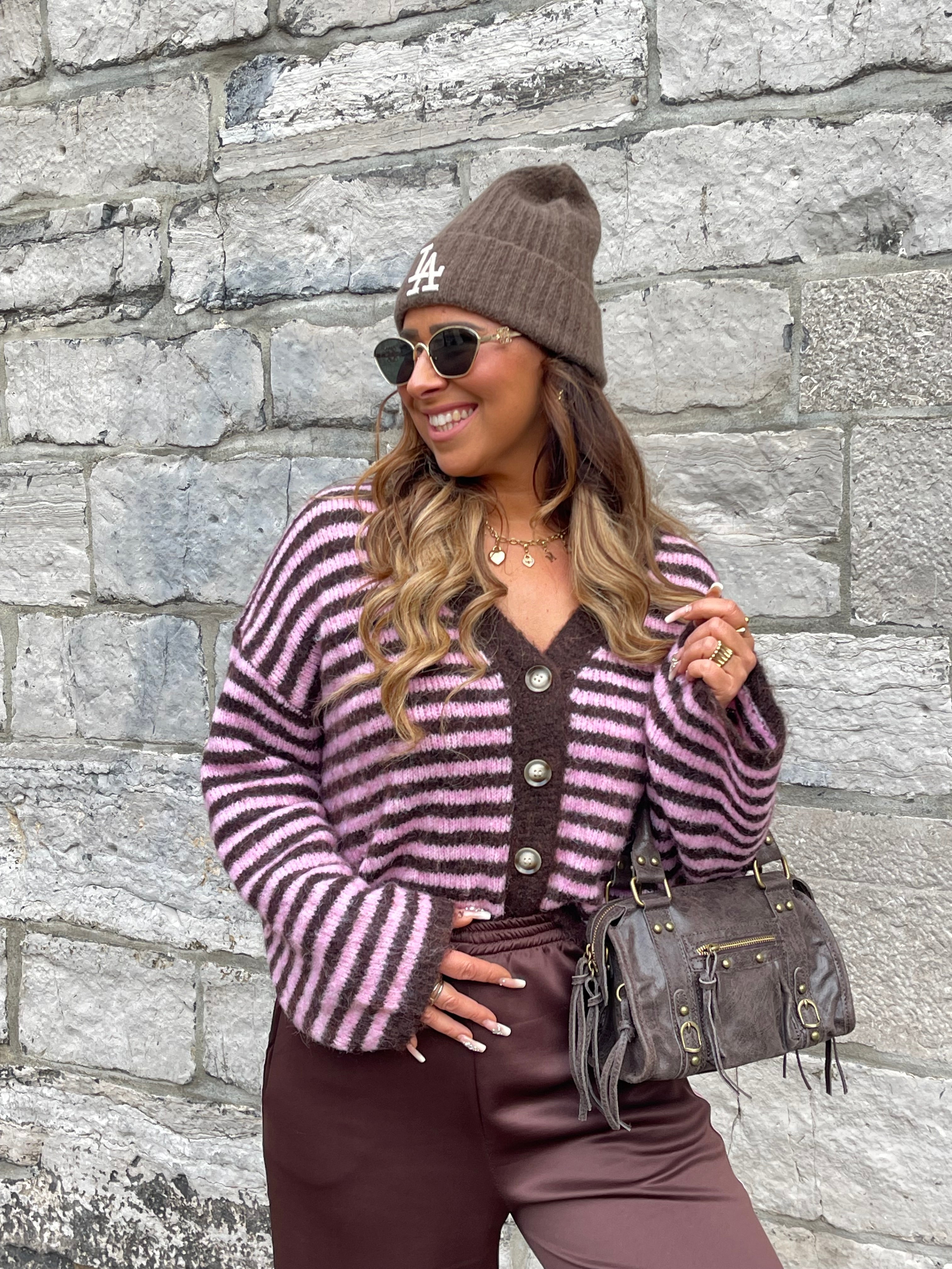 Pink Stripe Cardigan - MyBajka