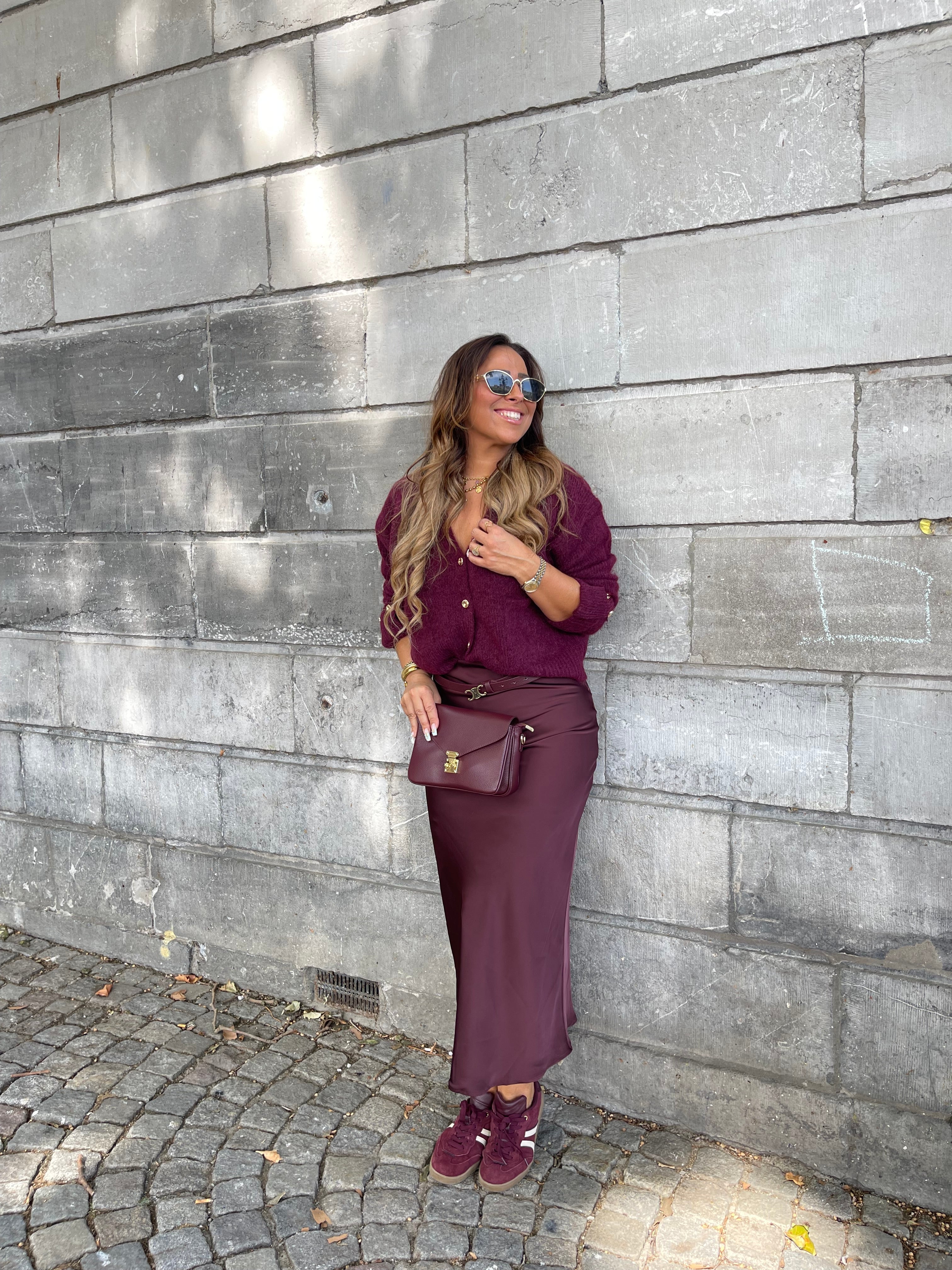 Satin Lover Skirt Burgundy - MyBajka