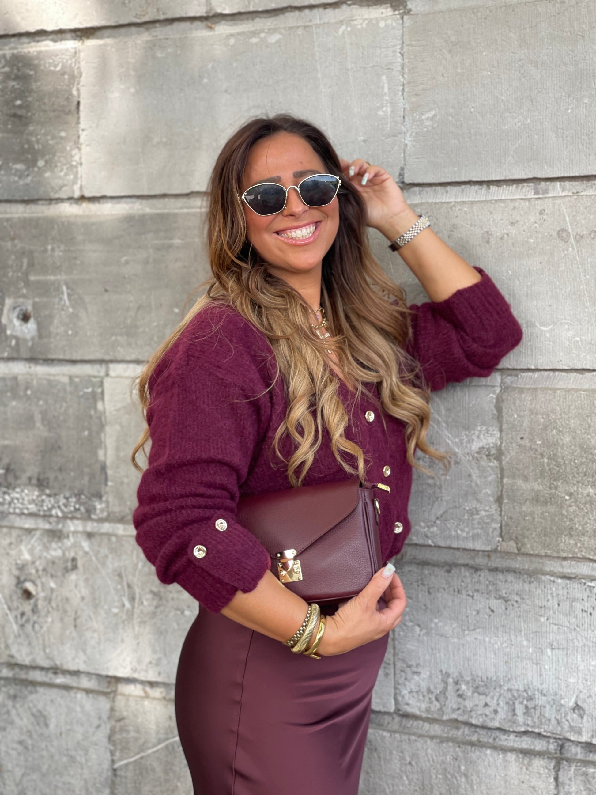 Satin Lover Skirt Burgundy - MyBajka