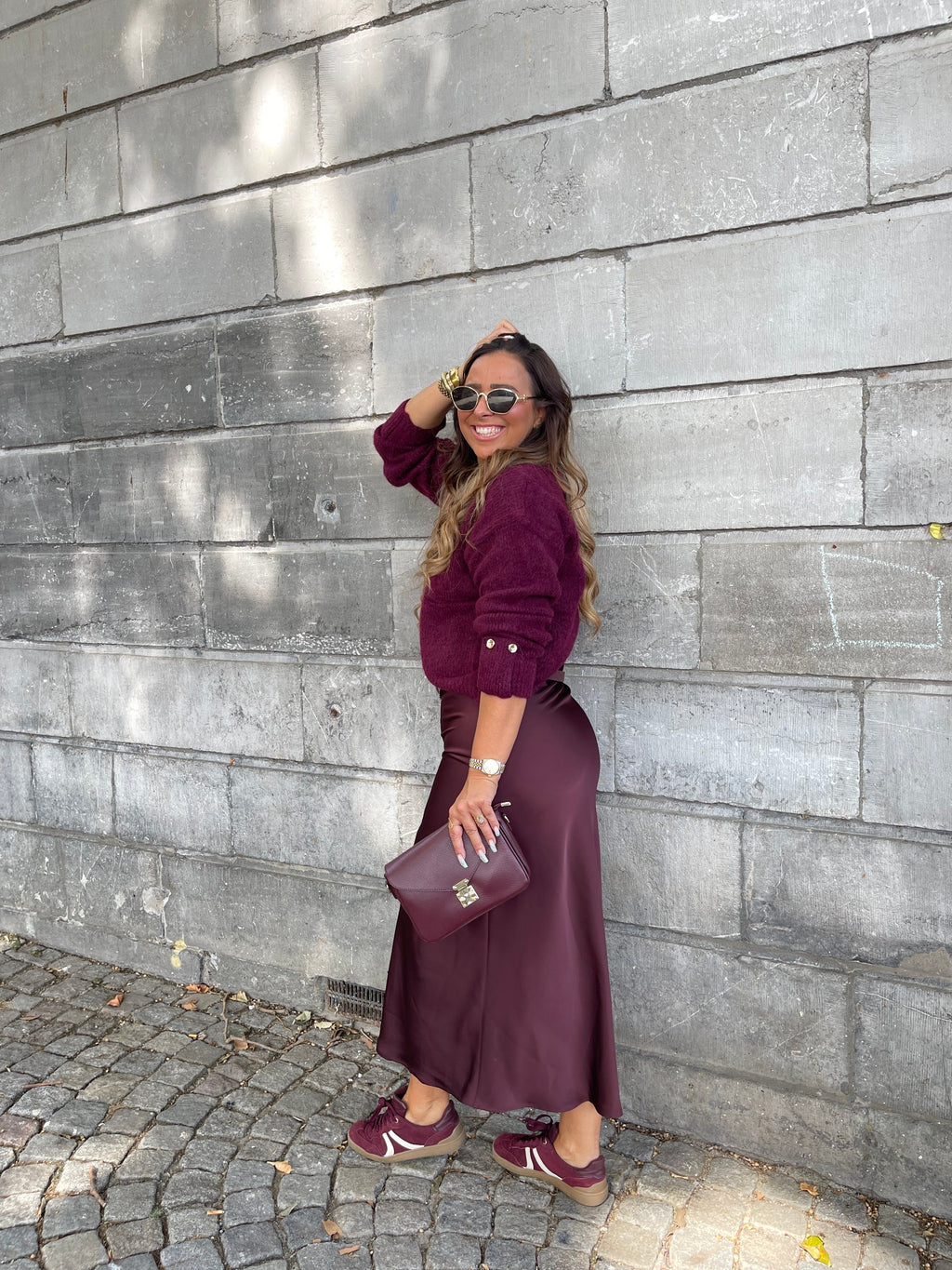 Satin Lover Skirt Burgundy - MyBajka