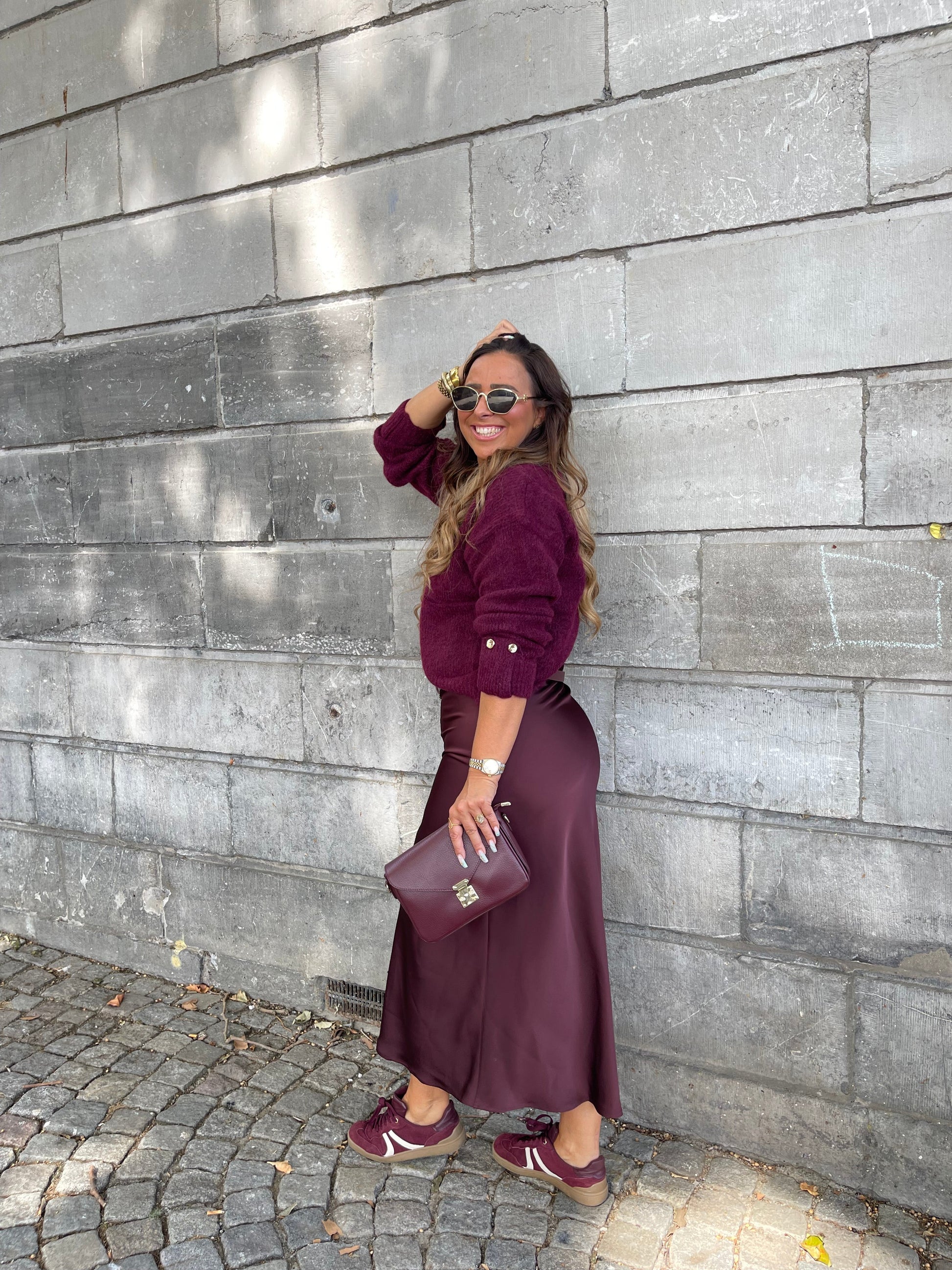 Satin Lover Skirt Burgundy - MyBajka