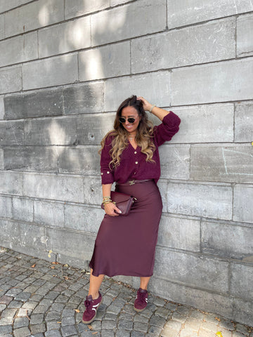 Satin Lover Skirt Burgundy - MyBajka