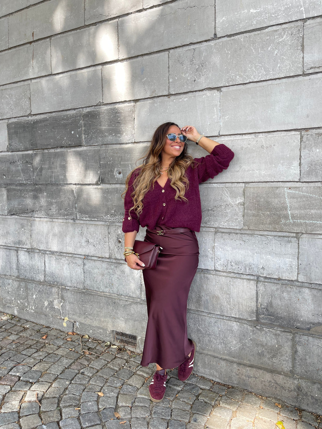 Satin Lover Skirt Burgundy - MyBajka