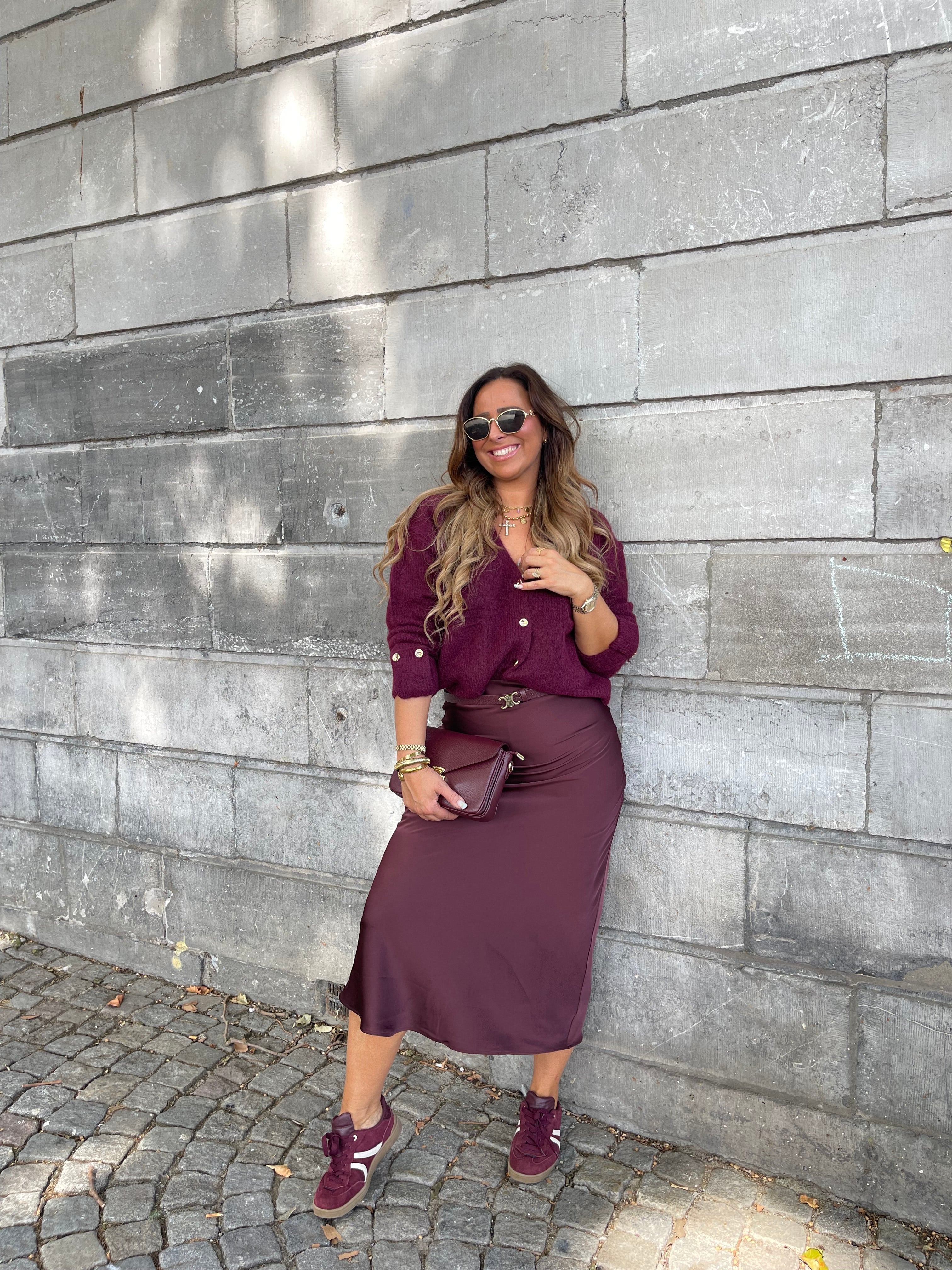 Satin Lover Skirt Burgundy - MyBajka