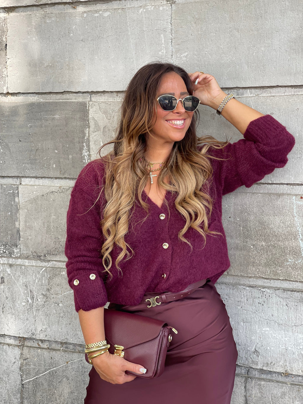 Satin Lover Skirt Burgundy - MyBajka