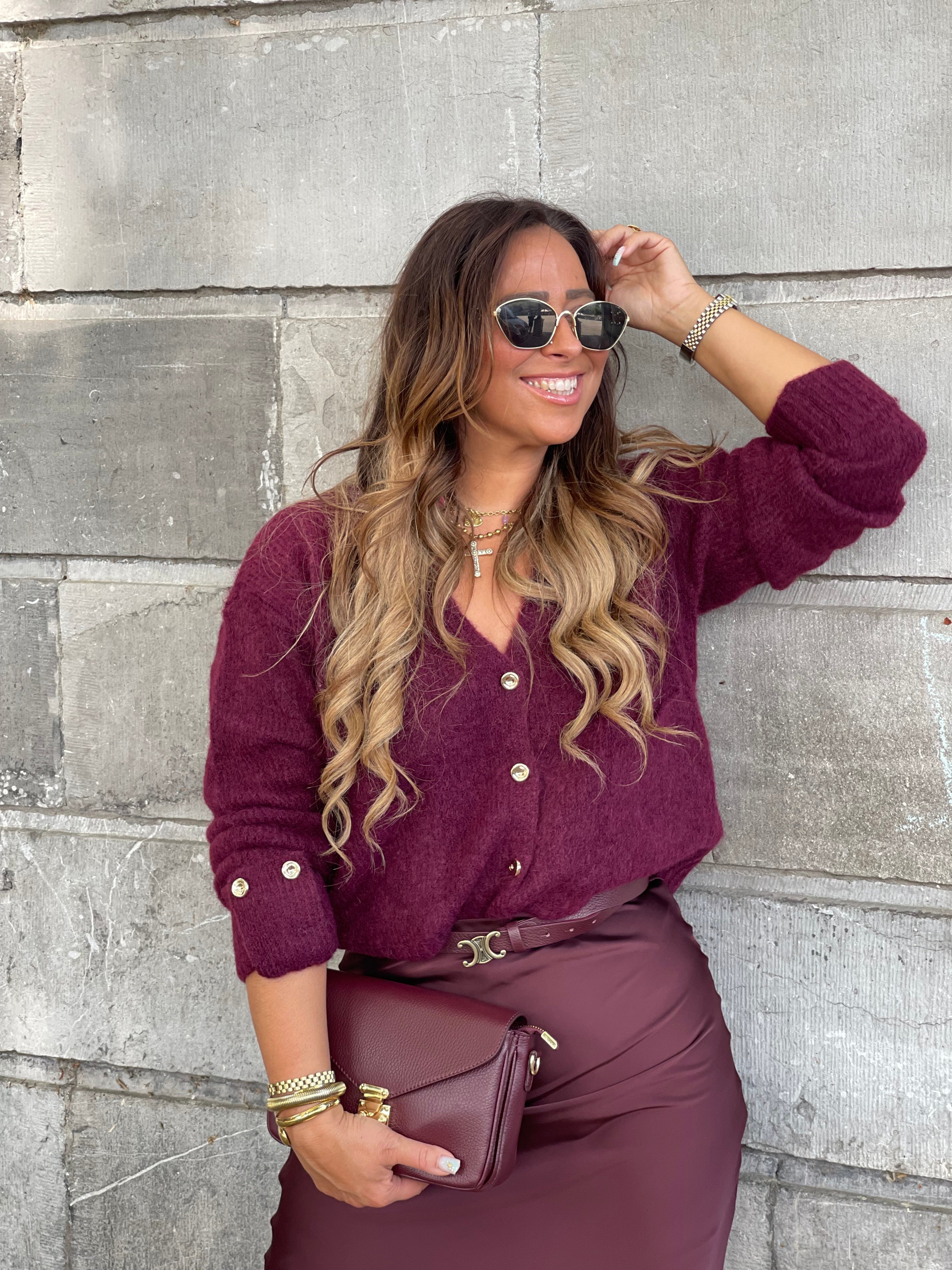 Satin Lover Skirt Burgundy - MyBajka