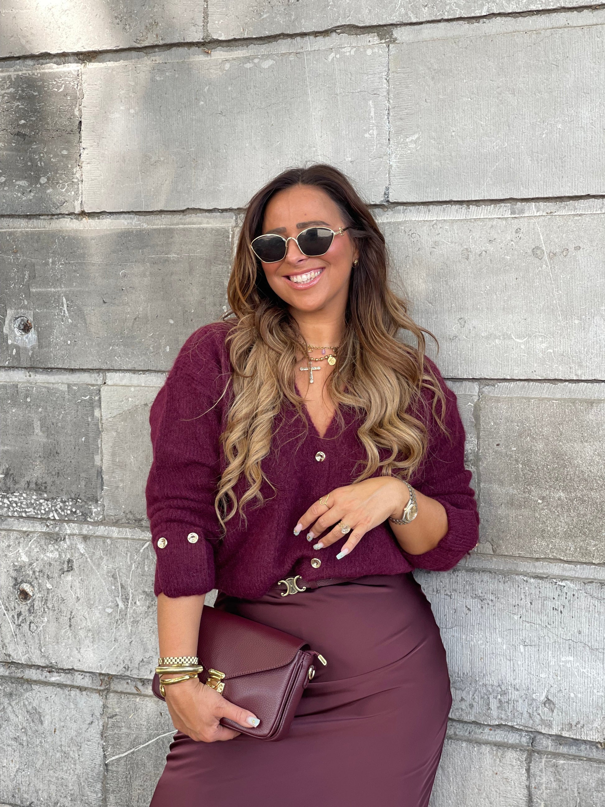 Satin Lover Skirt Burgundy - MyBajka